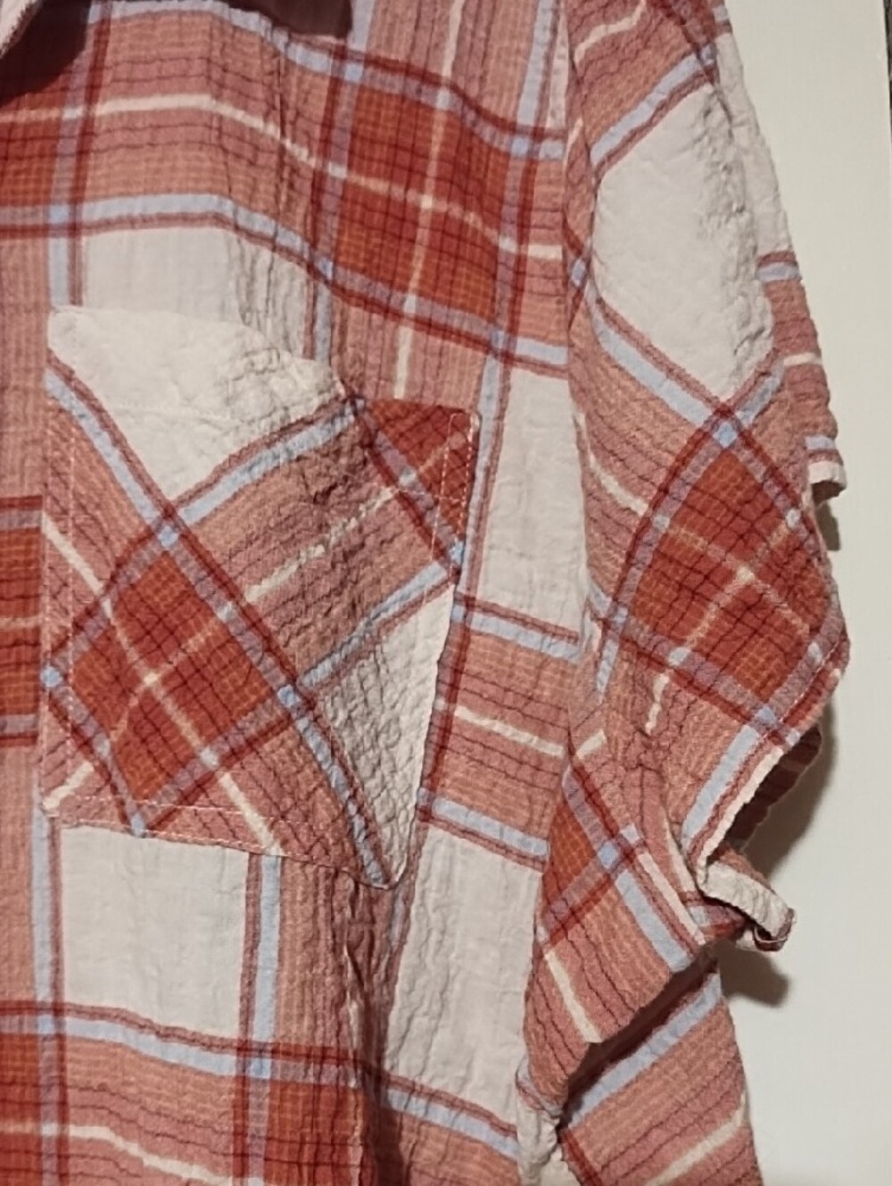 Maurices Rust and White Plaid Short-Sleeve Button-Down Shirt Like New 2X. - Picture 4 of 10
